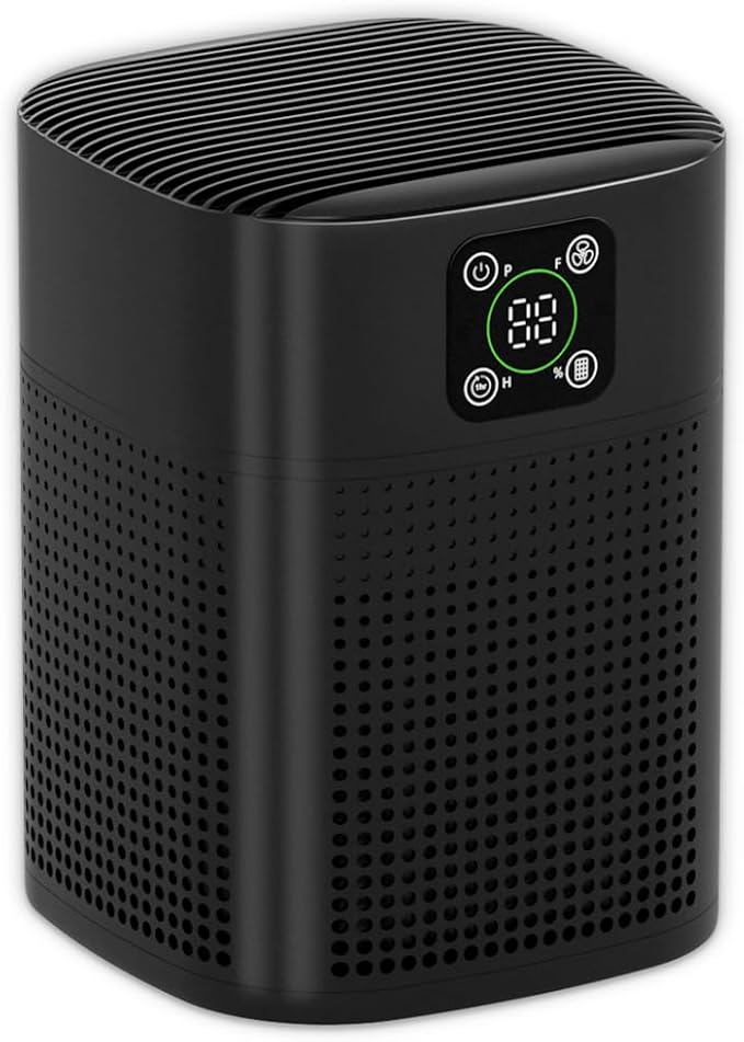 Air Purifiers for pets- Honeyuan H13 HEPA Air Purifier for home, Large Room, Coverage of 600 sqft, Air purifiers with 360ยฐAir Intake, 3 Fan Speeds, 3-Stage Filtration, 24db Sleep Mode, Black