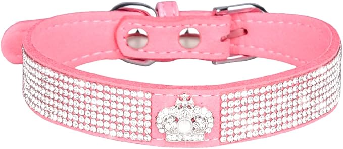 Cute Dog Collar with Bling Rhinestone, Fancy Crystal Diamond Glitter Pretty Jewel Soft Cat Collars for Small Medium Large Breed Dogs Girl Female Pet Puppy Kitten Terrier (XS, Pink5)