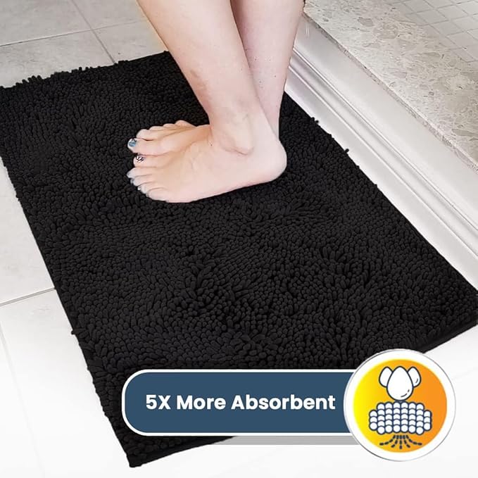 Muddy Mat® Original Dog Door Mat for Muddy Paws, Super Absorbent Microfiber, Non-Slip Washable Pet Rug, Quick Dry Chenille Entryway Carpet, Machine Washable Indoor Outdoor mat, Black 36"x120"