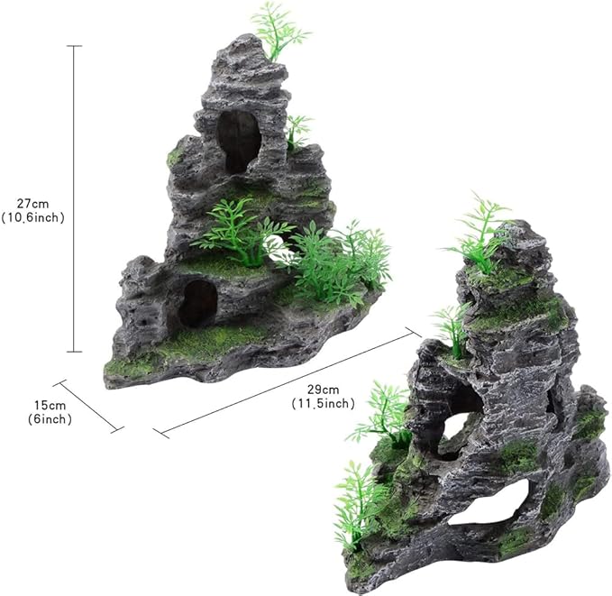 YXQ Aquarium Ornament Mountain Decor Stone Statue Rockery Cave Landscape for Fish Tank Decorations, Large