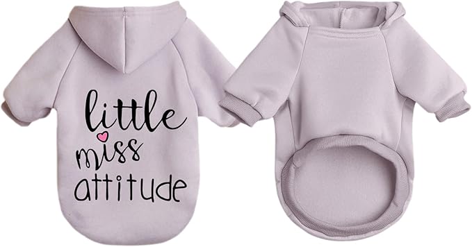Cat Hoodies for Cats Puppy Pet Clothes Cat Apparel Little Miss Attitude Print Dog Hoodie for Small Medium Dogs Outfits for Kittens(Purple,S)