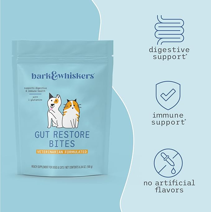 Dr. Mercola Bark & Whiskers Gut Restore Bites, 6.34oz (180 g), Supports Digestive and Immune System, Non-GMO