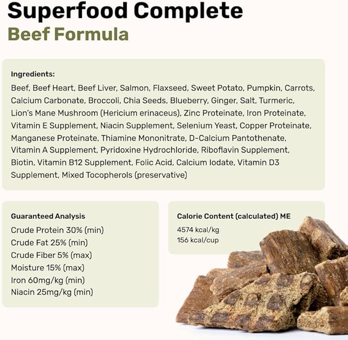 Superfood Complete, Air-Dried Adult Dog Food - High Protein, Zero Fillers, Superfood Nutrition by Katherine Heigl (11.5 oz., Beef Formula)