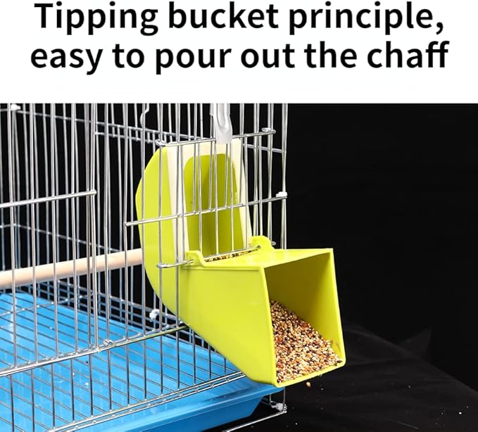 Bird Cage Feeder Tipping, Parrot Food Container Feeding Station Foraging Cage Accessories Suitable for Parrot Cockatoo Canary Lovebird
