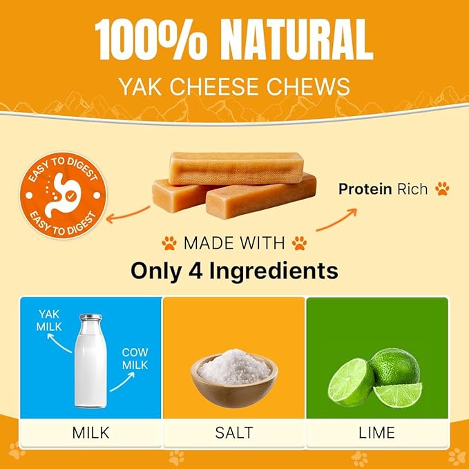 Tibetan Dog Chew Yak Cheese Sticks - Natural Treats for Extra Large Dogs, Long-Lasting, Easy Digest, Perfect for Aggressive Chewers, Grain and Gluten-Free, 9 Durable Chews