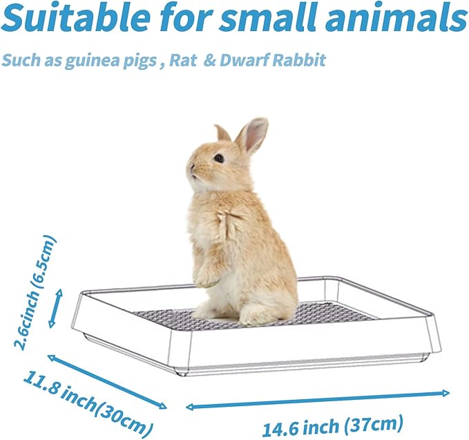 PODOO Rabbit Large Litter Box, Guinea Pig Training Pan Cage with Toilet Tray, Ideal for Rats, Ferret, Bunny Small and Medium Animals (Medium)