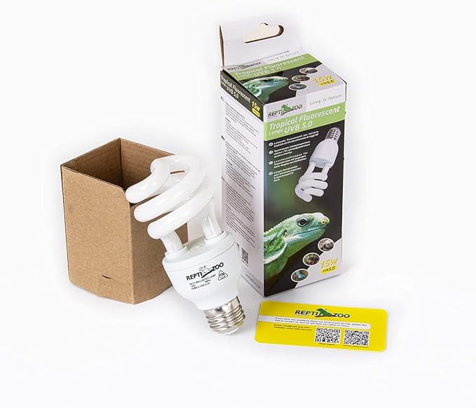 REPTI ZOO 15 W UVA UVB 5.0 Reptile Lights Energy Saving Reptile Heat Lamp UVB Bulb Spiral Compact Bulb Fit for Rainforest Type Reptile/Snake/Lizard/Insect/Turtle/Tortoise