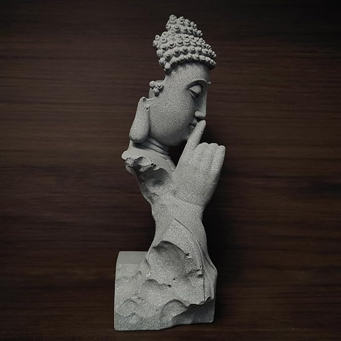 livelyfish Meditating Buddha Statue Zen Garden Statues Sandstone Thinker Buddha Sculpture Figurine for Fish Tank Aquarium Home Decorations, Gift (Medium)