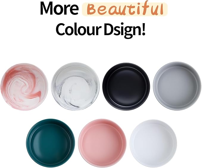 Elevated/Raised Dog Bowl Ceramic for Medium Large Sized Breed,Dog Food Water Bowl with Stand,8 in 7.6 Cups Non Slip Heavy Weighted Dog Dish Marble Pink