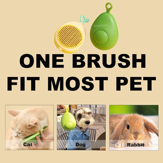 Avocado Cat Brushes for Indoor Cats, Cute Deshedding Dog Brush with Release Button, Small Dog Brushes for Grooming and Shedding Long or Short Haired Kitten Puppy Rabbits