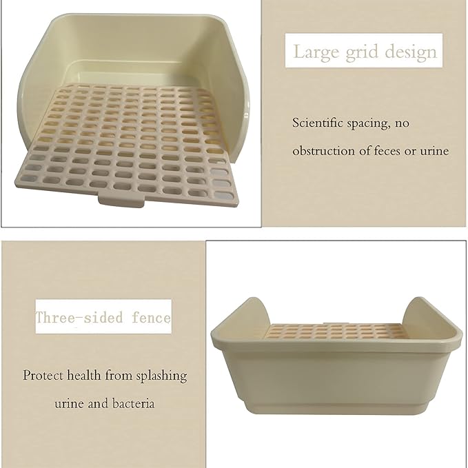 Hamiledyi Large Rabbit Litter Box Corner Bedding Box Chinchilla Toilet Trainer Square Potty Pet Pan for Adult Guinea Pig, Galesaur.Ferret and Other Animals (White)
