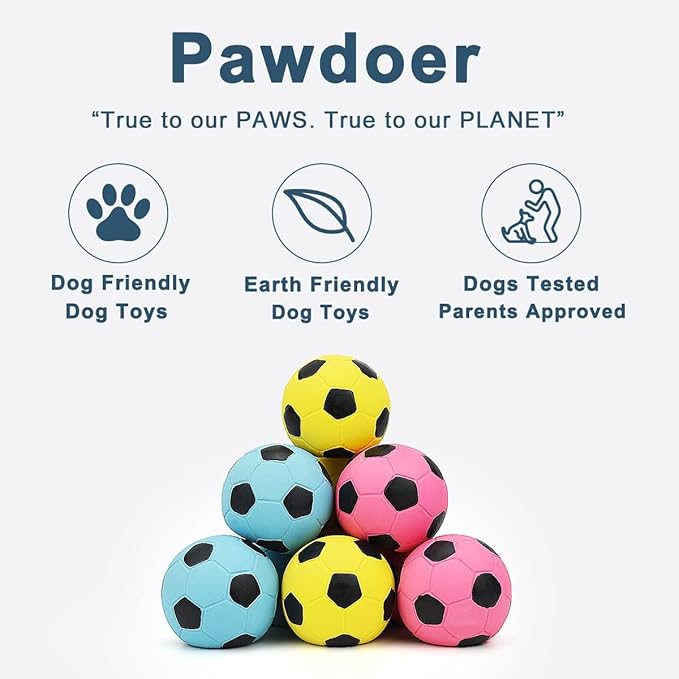 2.6" Squeaky Dog Ball for Medium Dogs, Soft Latex Rubber Squeaky Dog Toys, Cute Bounce Pet Squeak Toys Play Fetch Football Soccer Ball