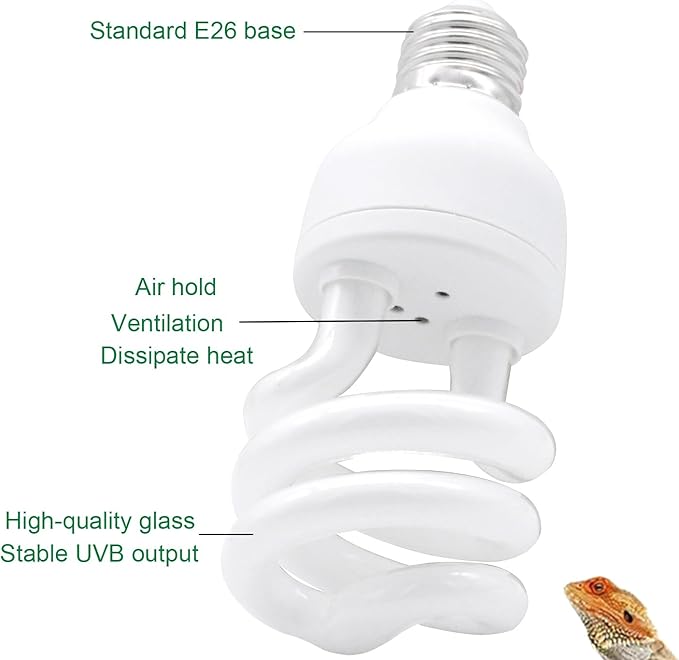 UVB Light Bulb for Reptiles, 13W 5.0 UVA UVB Heat Lamp Bulbs Ideal for Rainforest Reptiles, Bearded Dragons Lizard Turtle Tortoise Iguanas Chameleons Snake (1 Pack)