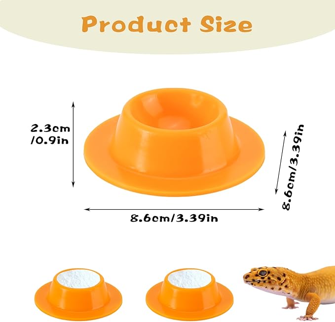 2 Pack Leopard Gecko Food Dish Gecko Calcium Dish Reptile Water Food Bowl Calcium Bowl for Bearded Dragon Lizard Turtle Gecko Jumping Spider