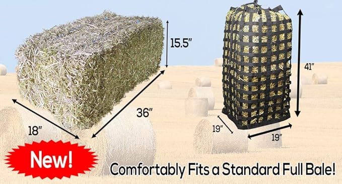 Derby Originals XL Go Around Slow Feeder Horse Hay Bag with Super Tough Bottom and 1 Year Warranty, Black, 71-7132BK