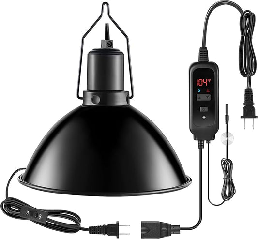 8.5 inch Reptile Heat Lamp Fixture with Dimming Thermostat,Reptile Light Fixture Max 150W,PID Inverter Thermostat with Temperature Controller for Bearded Dragon,Turtles,Snake,Lizard and Gecko