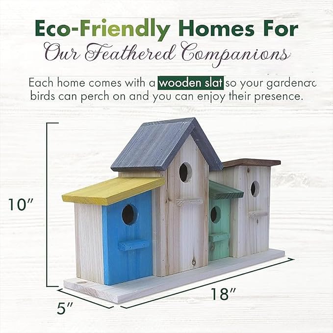 23 Bees 4 Hole Bird House for Outside/Indoors/Hanging, Kits for Children & Adults, Decorative Birdhouse &Home Decoration, Outdoors Feeder for Birds, Bluebirds, Wrens & Chickadees, All Weather