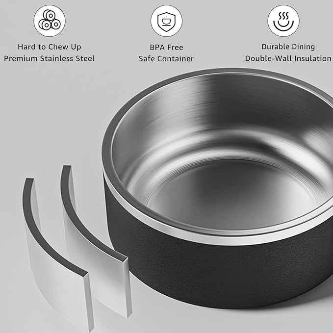 YINGFAN Dog Bowls Durable Non-Slip Stainless Steel Dog Bowls Heavy Duty Basic Bowl for Dogs (32 oz)