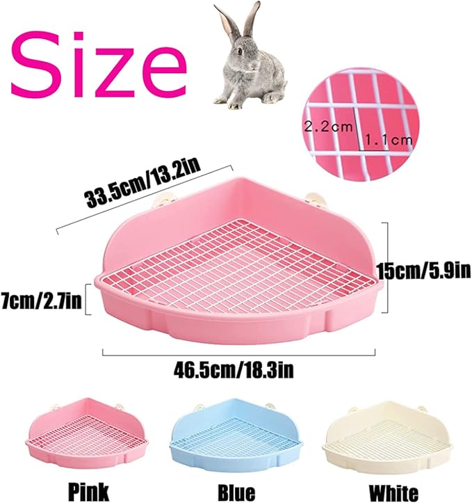 PINVNBY Large Rabbit Litter Box Small Animal Cage Toilet Pet Potty Bunny Corner Litter Box Trainer Bigger Pan Fan Shape Litter Box for Adult Ferret Guinea Pigs Chinchilla Galesaur (Pink)