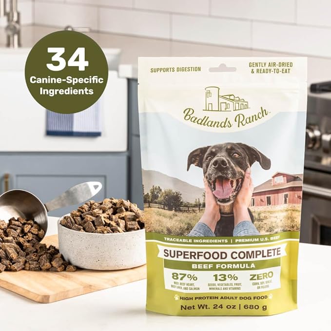 Superfood Complete, Air-Dried Adult Dog Food - High Protein, Zero Fillers, Superfood Nutrition by Katherine Heigl (11.5 oz., Beef Formula)