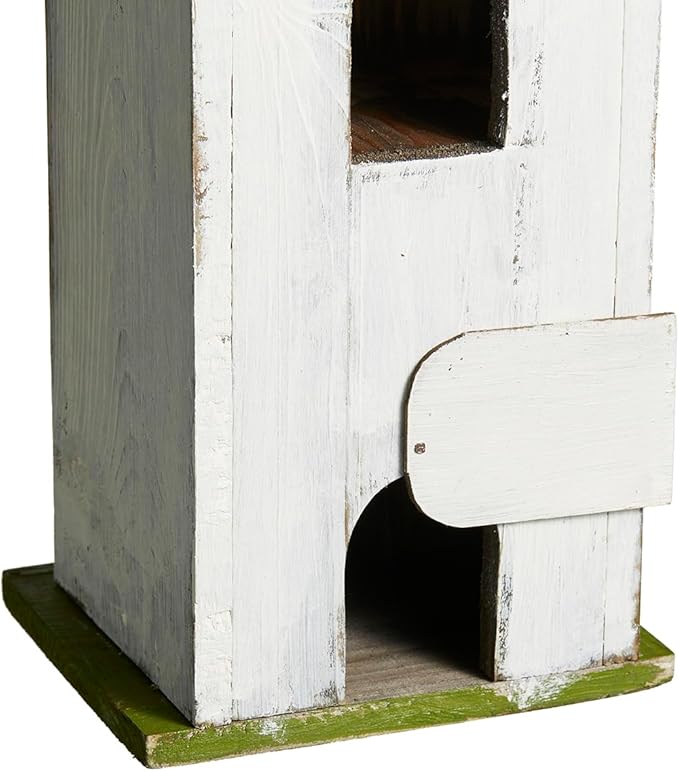 Glitzhome Bird Houses for Outside, Blue Bird Houses for Outdoors,18" H Distressed Outdoor Garden Wooden Birdhouse Decorative Hanging Bird House with Shutter Texture for Hummingbird,Sparrow,Wren Finch