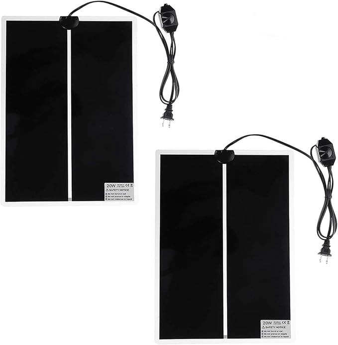 2 Pack 20W Reptile Heating Pad Tank Warmer with Temperature Control, Power Adjustment Under Terrarium Heater Heat Mat for Reptiles Turtle, Tortoise, Snakes, Lizard