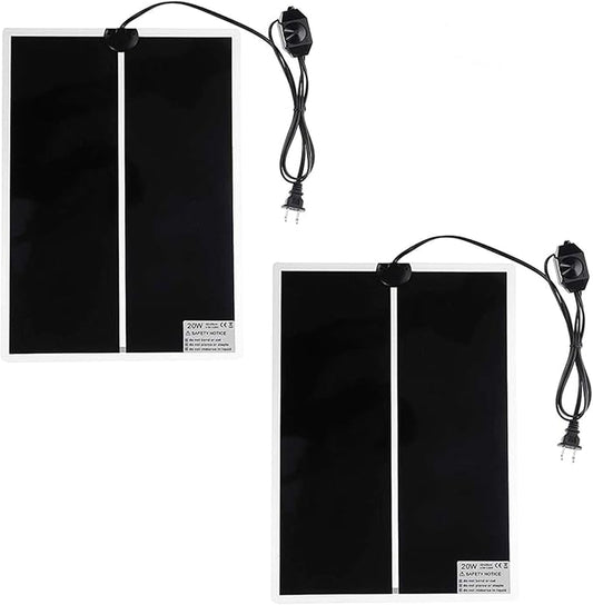 2 Pack 20W Reptile Heating Pad Tank Warmer with Temperature Control, Power Adjustment Under Terrarium Heater Heat Mat for Reptiles Turtle, Tortoise, Snakes, Lizard