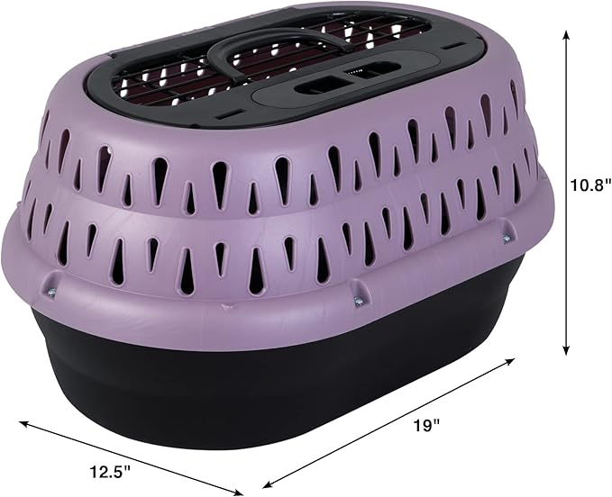 Petmate Top Load Cat Kennel Dog Crates for Small Dogs & Cat Carriers, One-Door Plastic Pet Kennel, Top Loading, Made in USA, 19", Purple