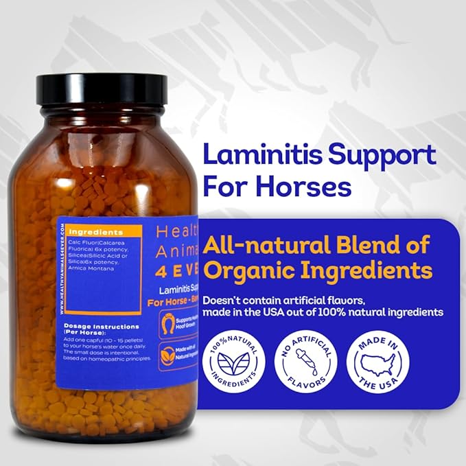 HealthyAnimals4Ever HA4E - Horse Laminitis Support - Hoof Care for Damaged & Injured Hooves - Highly Effective, Natural Homeopathic Supplement - Pellets, Barn Size