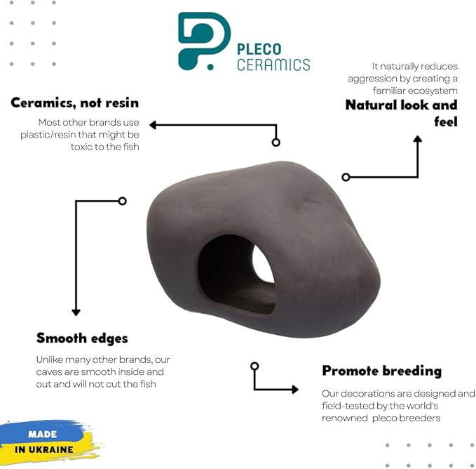 Plecoceramics Cichlid Stone Decoration - Aquarium cave for cichlids, betta, small fish - Fish Tank Hideway Decor - betta Toys Hideout Stones House (Stone Medium)