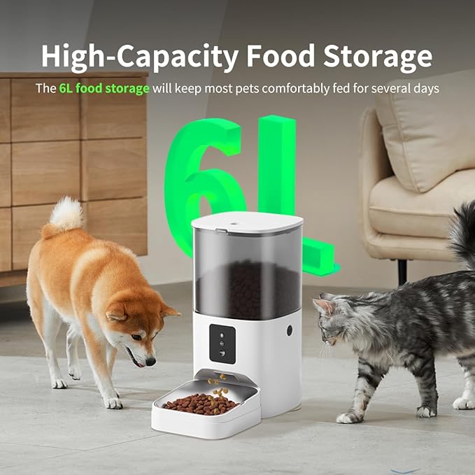 WiFi Enabled Automatic Pet Feeder with App Control, 7 Lbs Capacity