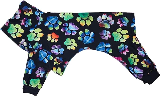 Cnkwei Dog Pajamas Medium Large Dog Paw Printed Greyhound Pajamas Jumpsuit Bodysuit Black