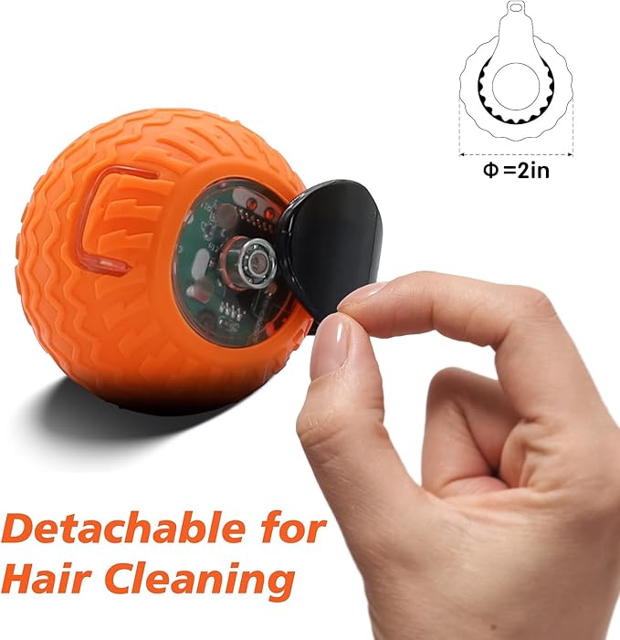 Interactive Cat Toy for Indoor Cats, Speedy Ball with Tail, Automatic Moving Cat Balls for Bored Indoor Adult Cats, 360°Automatic Rolling Ball Toy, Two Speed Adjustment(Orange)