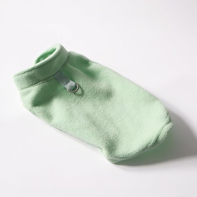 JACKO & CO - Fleece Vest Sweater with Leash Ring - Soft Lightweight Breathable for Puppies Small Medium Dogs, Kitten, Cats, Chihuahua - Warm for Fall/Autumn/Winter (Mint Green, X-Large 17-25lbs)