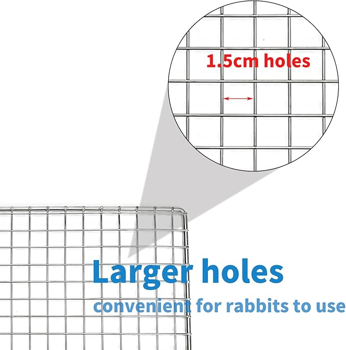 PODOO Rabbit Large Litter Box, Guinea Pig Training Pan Cage with Toilet Tray, Ideal for Rats, Ferret, Bunny Small and Medium Animals (Large + Extra Large Steel Holes Grids)