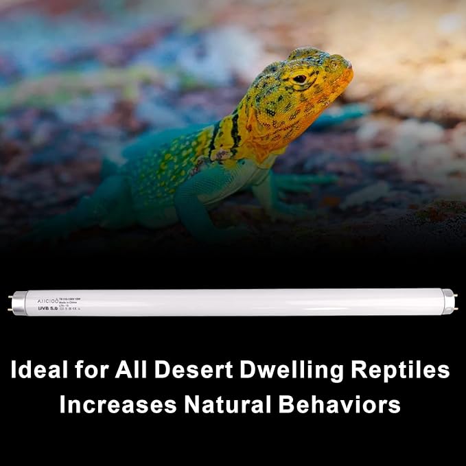 Aiicioo T8 UVB Reptile Light - 5.0 18 inch 15 watt Reptile Fluorescent Light Bearded Dragon Desert UVB Bulb for Reptile Turtles Chameleon Tortoises Lizard