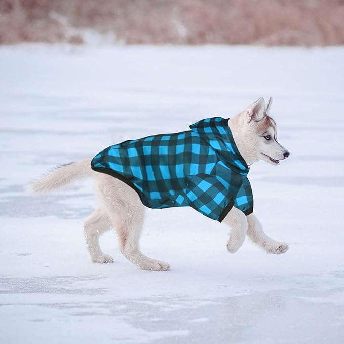 GreenJoy Plaid Dog Sweaters Hoodies Sweatshirts for Dogs Cats, Warm and Soft Cold Weater Coats for Christmas (Blue, Medium)