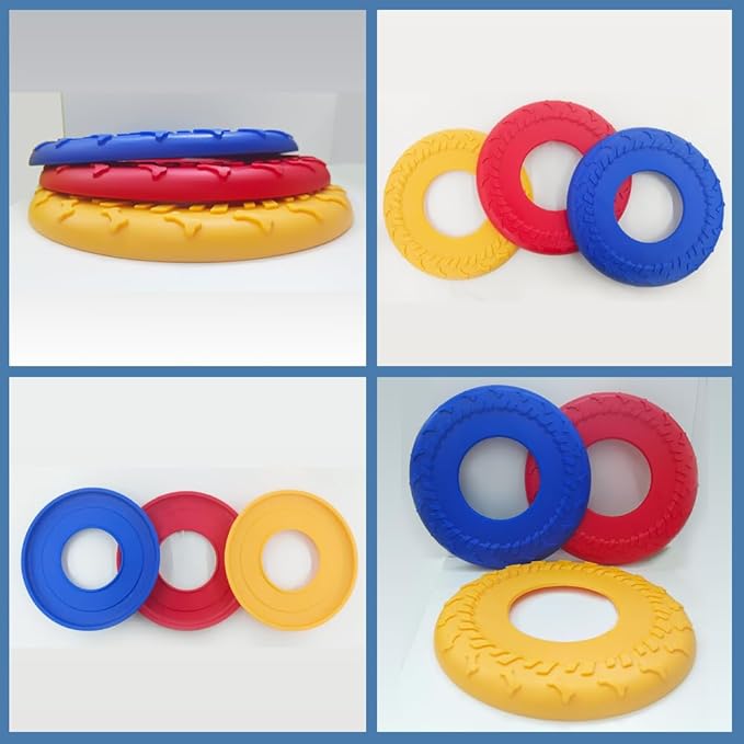 3 Pack 10 Inch Flying Disc Fetch Toy, Dog Frisbee, Interactive Flying Disc Dog Toy for Small Large Dogs