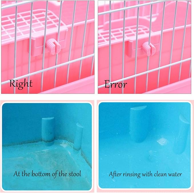 Hamiledyi Small Animal Rabbit Litter Toilet,Plastic Square Cage Box Rat Potty Trainer Corner Grate Litter Bedding Box Pet Pan for Guinea Pigs Chinchilla Ferret Galesaur Bunny