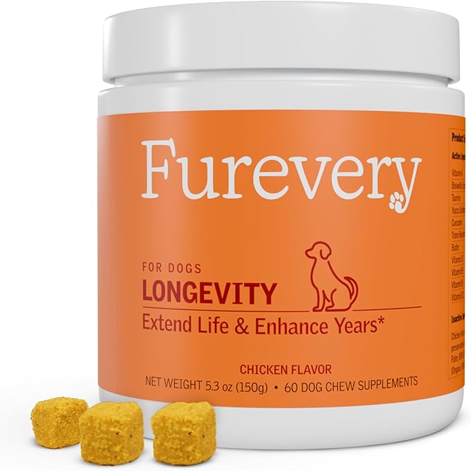 Longevity Dog Multivitamin, 11-in-1 Chicken Flavor Daily Chews | Supports Hip & Joint, Immune System, Skin & Coat, Heart, Energy & Vitality | Dogs 1 Year & Older (60 Count)