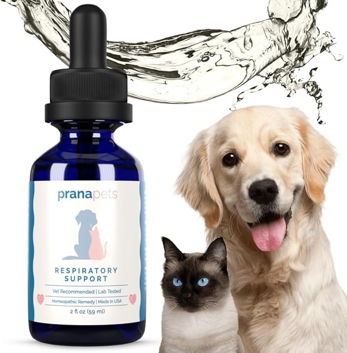 PranaPets Respiratory Support Supplement for Dogs & Cats | Naturally Promotes Optimal Respiratory Function in Pets | Safely aids with Symptoms of Seasonal Allergies