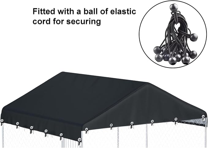Outdoor Dog Kennel Cover 10'W x 10'L Made of 600D Waterproof Oxford Cloth- Black Replacement(Without Frame)