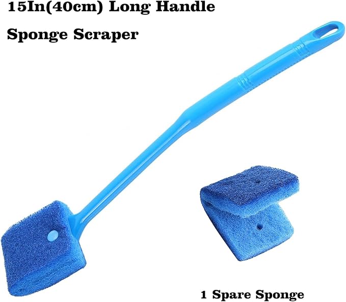 Carefree Fish Aquarium Gravel Cleaner 15~30In with 6Ft Water Hose Fish Tank Water Changer Sand Vacuum with Skimmer Net and Long Handle Sponge Alage Scraper