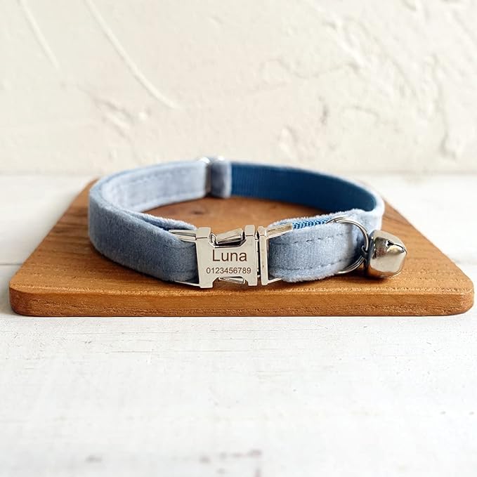 Cat Collar Personalized with Name Phone Number Engraved,Customized with Bell for Small Dogs Puppy Kitten