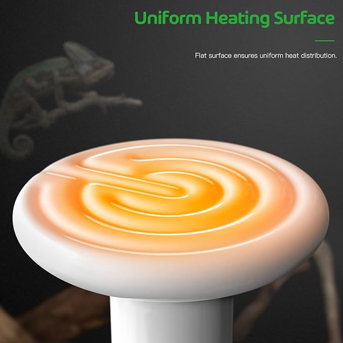 Simple Deluxe 100W Ceramic Heat Lamp Reptile Heat Emitter Heater Lamp Bulb No Light with Free Digital-Thermometer, for Pet Brooder Coop Chicken, Turtle Lizard Snake Aquarium Tank, White