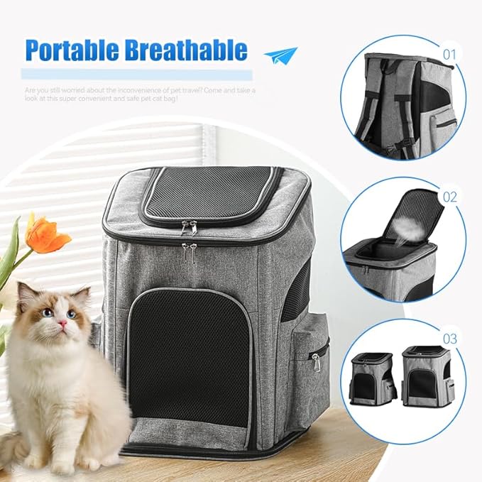 LUNATAIL Pet Carrier Backpack with Steel Frame — Privacy-Focused Travel Bag for Pets