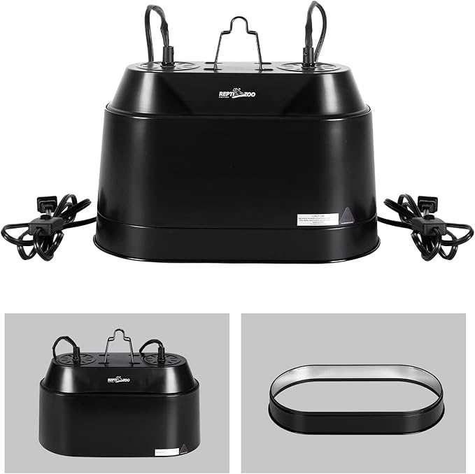 REPTI ZOO Dual Reptile Light Fixture 2 in 1 Deep Dome Lamp Fixture, Double-Layer Connectable Design Reptile Heat Lighting Lamp Fixture with Independent Switches, Max 200W