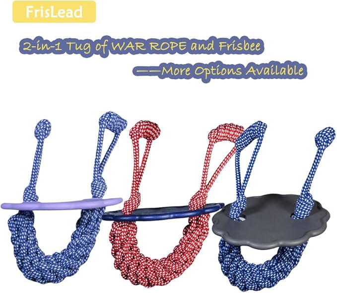 Dog Toys, Tough Rope Toy, Frisbee, Puppy Teething Toys, 2-in-1 Tug of War Rope Flying Disc, Puppy Chew Toys for Teething, Lick mat for Dogs, Interactive, Durable Outdoor Dog Toy (Lilac)