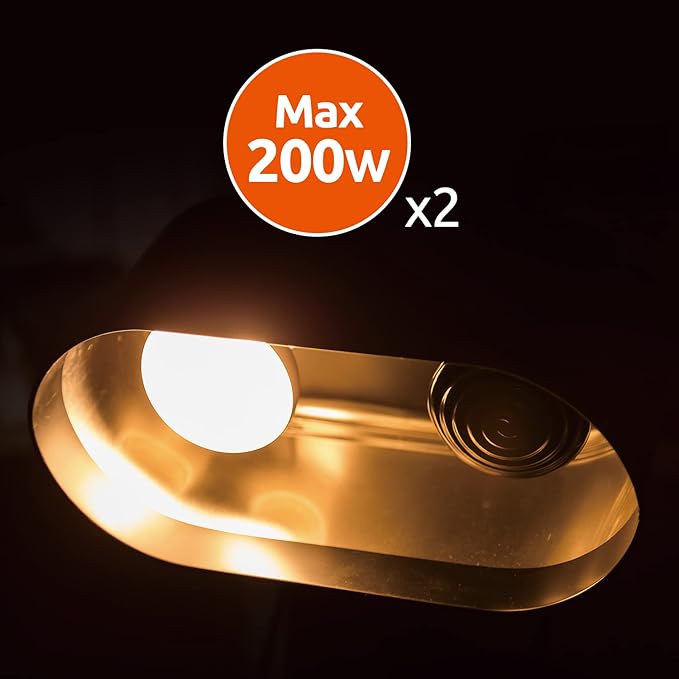 REPTI ZOO Dual Reptile Light Fixture 2 in 1 Deep Dome Lamp Fixture, Double-Layer Connectable Design Reptile Heat Lighting Lamp Fixture with Independent Switches, Max 200W