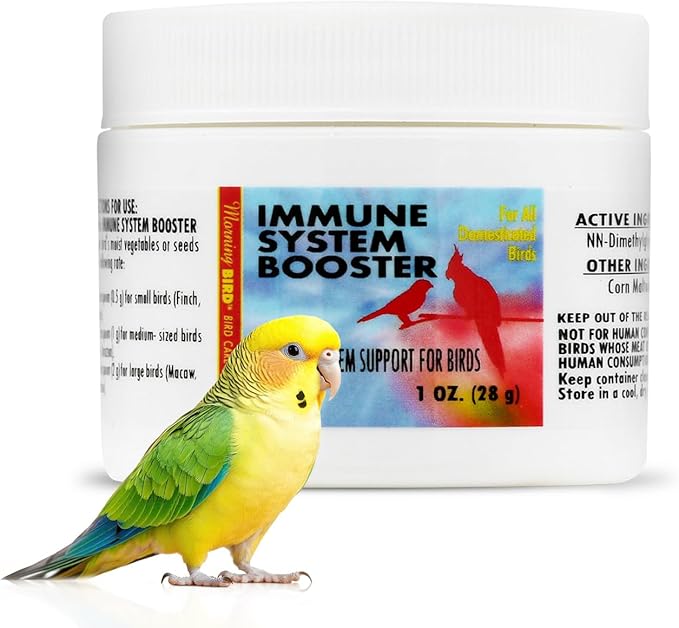 Morning Bird Immune System Booster 1 Oz - Energy Supplement for Birds – Natural Amino Acid Powder – Boosts Stamina, Cellular Health & Oxygen Use – Vitamin Powder for All Bird Species